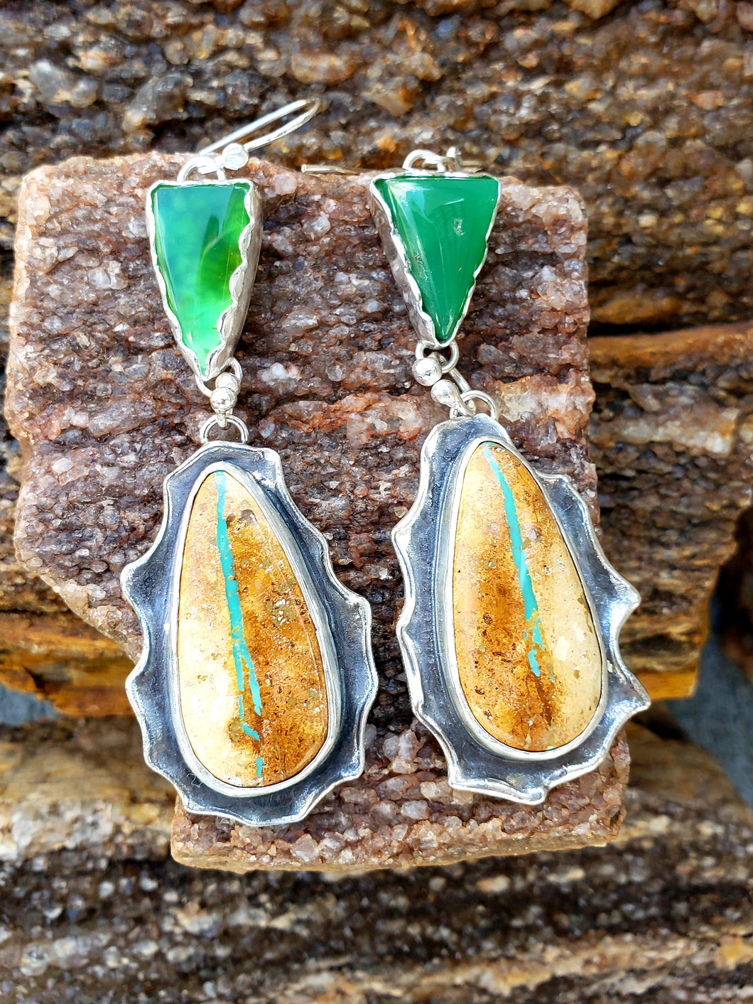 Roysten RibbonTurquoise and Chrysoprase Earrings