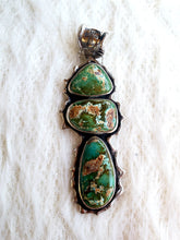 Load image into Gallery viewer, Triple Fox Turquoise Pendant
