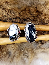 Load image into Gallery viewer, White Buffalo with Purple Garnet Ring v2
