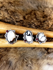 White Buffalo with Purple Garnet Ring - small