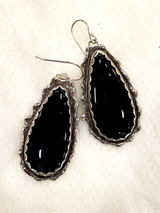 Black Onyx Ruffle Earrings