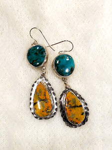 Bumble Bee Jasper and Turquoise Earrings