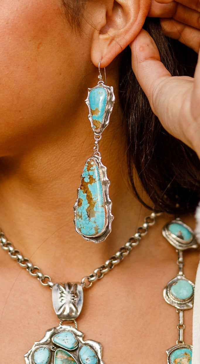 Double Royston Turquoise Earrings