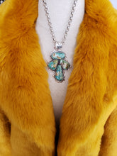 Load image into Gallery viewer, Fox Turquoise and Ruby Pendant
