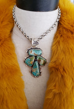 Load image into Gallery viewer, Fox Turquoise and Ruby Pendant
