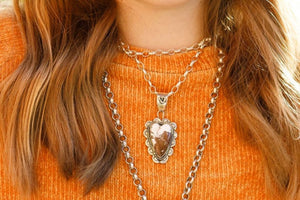 Wild Horse Heart with Silver Rose Pendant