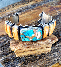 Load image into Gallery viewer, Turquoise and Spiny Shell Ruffle Cuff
