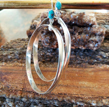 Load image into Gallery viewer, Silver Hoop Earrings with Turquoise
