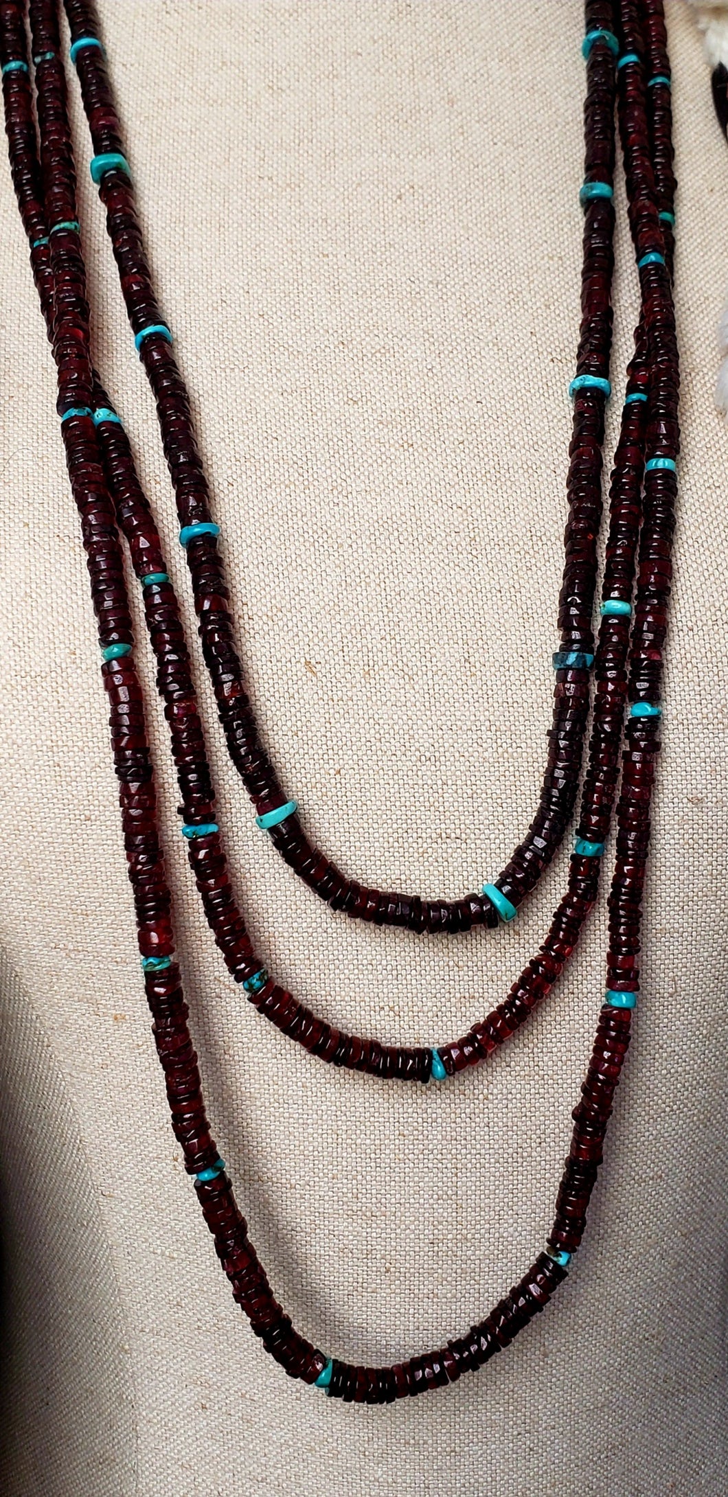 Genuine Garnet and Turquoise Necklace