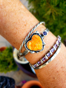 Spiny Shell Heart and Amethyst Cuff