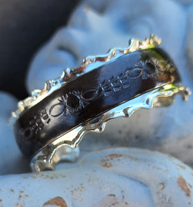 Chocolate Silver Solid-Domed Stampef Ruffle Cuff