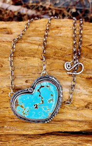 Number 8 Turquoise Heart Pendant