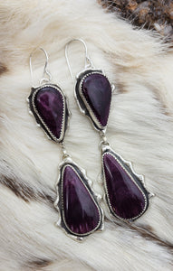 Double Purple Spiny Shell Earrings