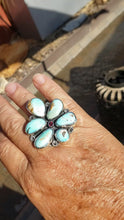 Load and play video in Gallery viewer, Cluster Royston Turquoise and Garnet  Ring
