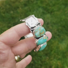 Load and play video in Gallery viewer, 5 Blue-Green Fox Turquoise Organic Ruffle Cuff
