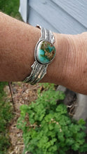 Load and play video in Gallery viewer, Blue-Green Fox Turquoise Organic Ruffle Cuff
