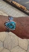 Load and play video in Gallery viewer, Large Kingman Nugget Cabachon Turquoise Cuff
