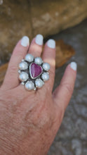 Load and play video in Gallery viewer, Purple Heart and Pearl Cluster Ring
